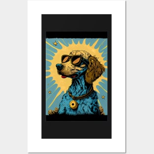 Groovy psychedelic dog with sunglasses Posters and Art